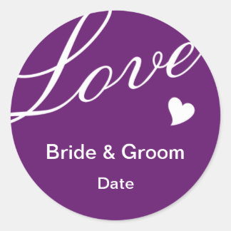 Love in Purple Classic Round Sticker