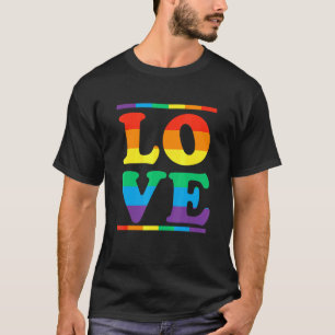 Love In Rainbow Flag Colours Lgbtq Lesbian Gay T-Shirt