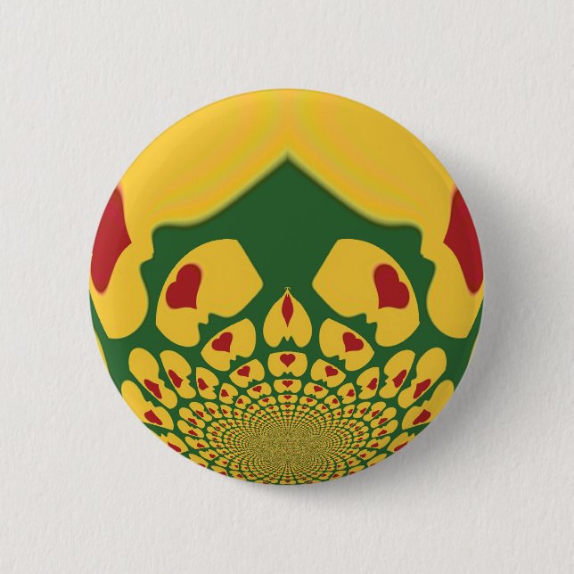 Love in Rasta Colours: Reggae Hearts 2 Inch Round Button (Front)