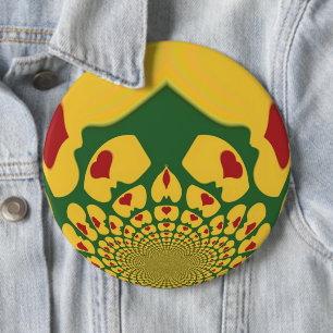Love in Rasta Colours: Reggae Hearts 6 Inch Round Button