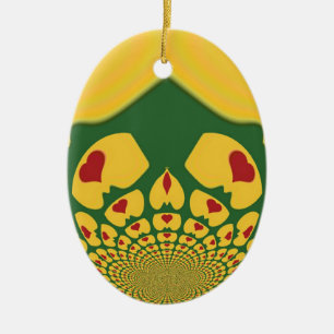 Love in Rasta Colours: Reggae Hearts Abstract Art  Ceramic Ornament