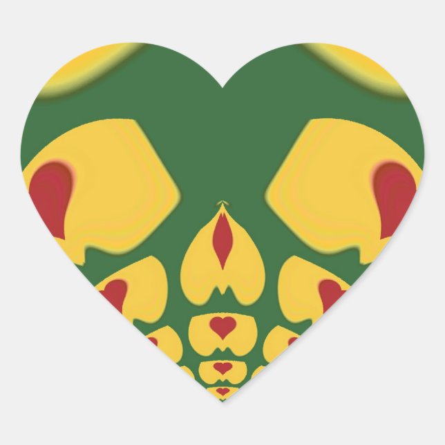 Love in Rasta Colours: Reggae Hearts Heart Sticker (Front)