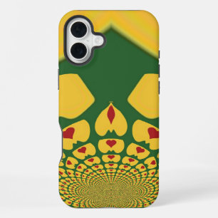 Love in Rasta Colours: Reggae Hearts Red Golden iPhone 16 Plus Case