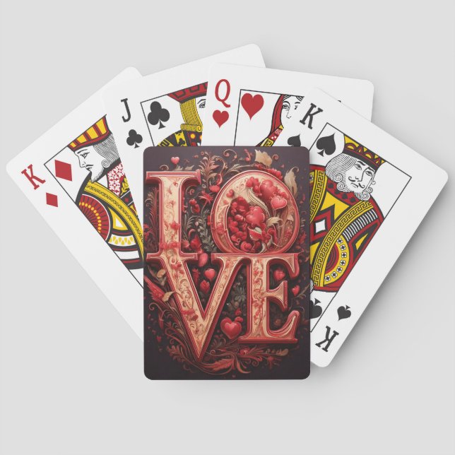 " love" in red and flowers  playing cards (Back)