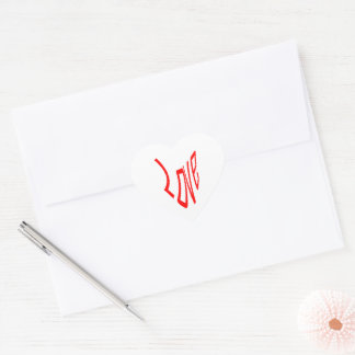 Love in Red Letters Heart Sticker