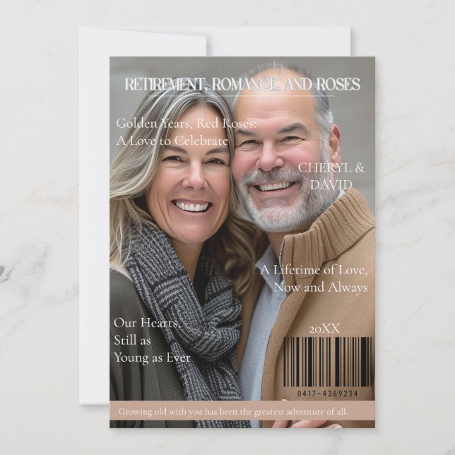 Love in Retirement Magazine Cover Romance Invitation (Front)