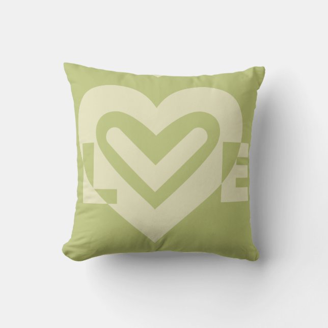 Love in Sage Green Throw Pillow (Front)