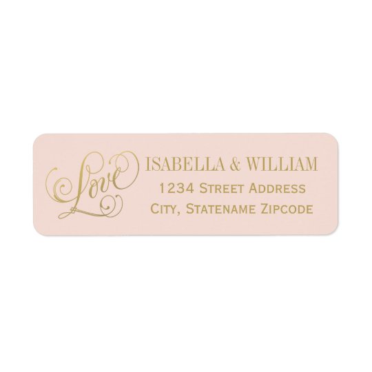 Love in Script Return Address | Blush and Gold Return Address Label