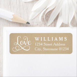 Love in Script Rustic Kraft Wedding Return Address