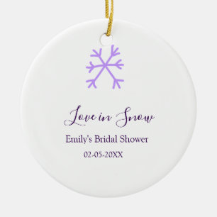 Love in Snow bridal shower purple snowflakes paste Ceramic Ornament