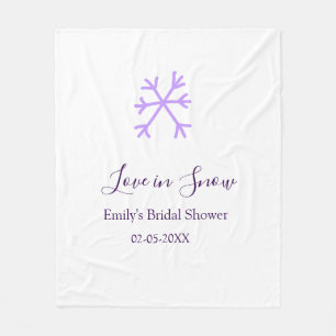 Love in Snow bridal shower purple snowflakes paste Fleece Blanket