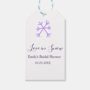 Love in Snow bridal shower purple snowflakes paste Gift Tags