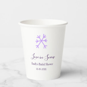 Love in Snow bridal shower purple snowflakes paste Paper Cups