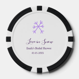 Love in Snow bridal shower purple snowflakes paste Poker Chips