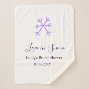 Love in Snow bridal shower purple snowflakes paste Sherpa Blanket