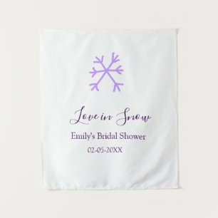 Love in Snow bridal shower purple snowflakes paste Tapestry