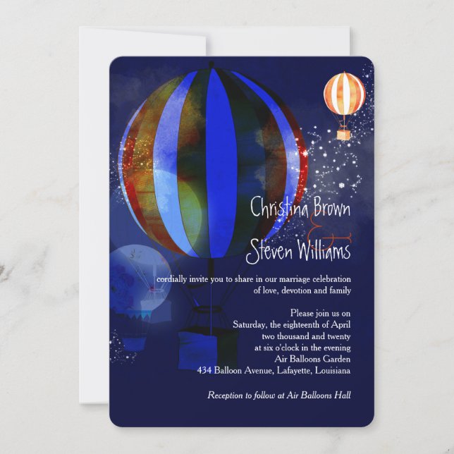 Love in the Air Balloons Evening Wedding Invitation (Front)