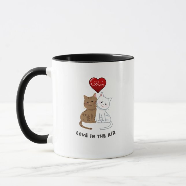 Love in the air funny coffee mug (Left)