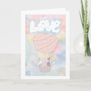 Love In The Air Hot-air Balloon Valentines Day Holiday Card
