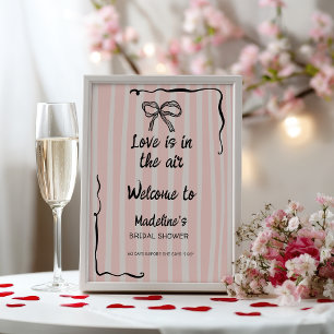 Love in the Air Retro Pink Quirky Bridal Welcome Poster