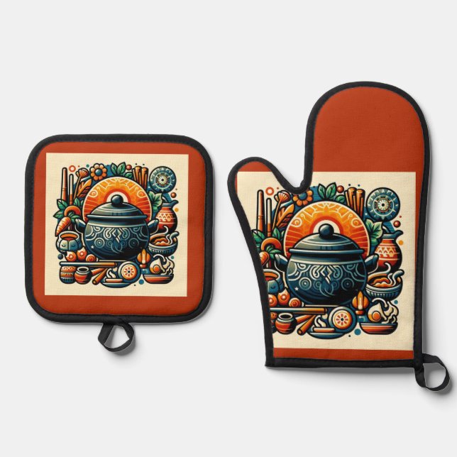 Love in the Kitchen: Silver Quilted Oven Mitt with Oven Mitt & Pot Holder Set (Front)