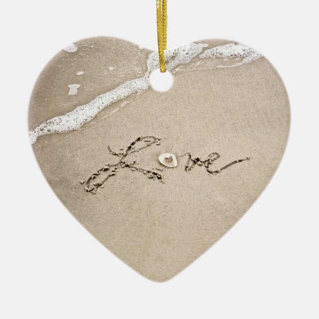Love in the Sand Beach Christmas Ornament (Front)