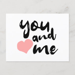 Love in Two Words You and Me. Valentines Day Postcard