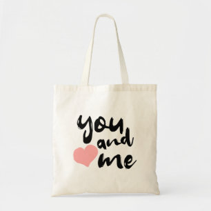Love in Two Words You and Me. Valentines Day Tote Bag