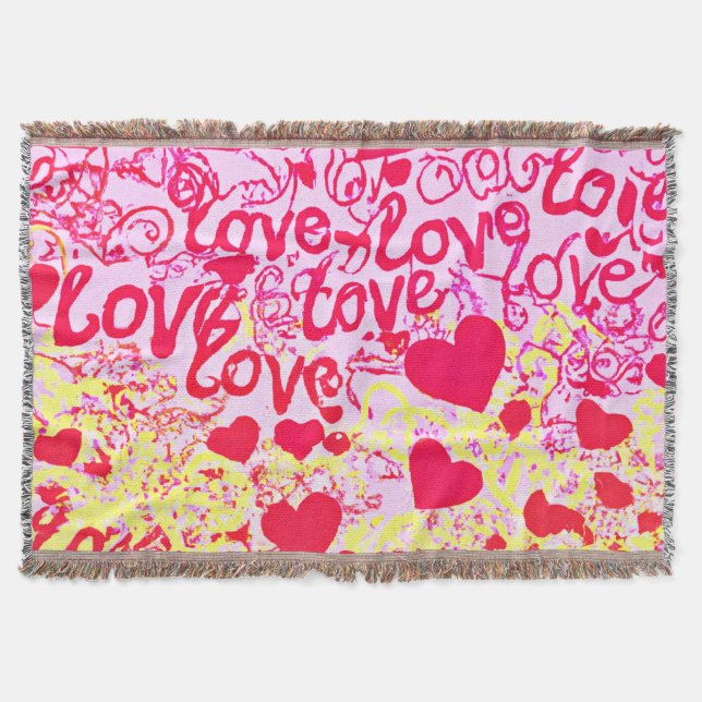 Love in Vibrant Colour Pattern Throw Blanket (Front)