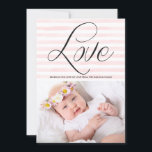 Love in Watercolor Stripes Valentine's Day Card<br><div class="desc">Cute and whimsical Valentine's Day flat card featuring blush pink stripes pattern and script.</div>