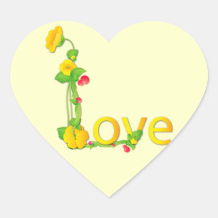 Love in Yellow Flowers Heart Sticker