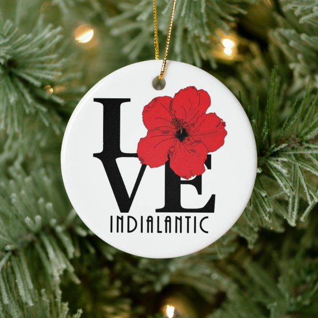 LOVE Indialantic Red Hibiscus Ceramic Ornament (Tree)