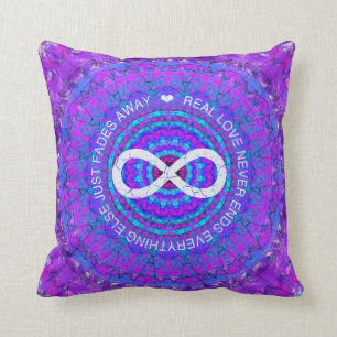 Love Infinity funky purple mandala Throw Pillow