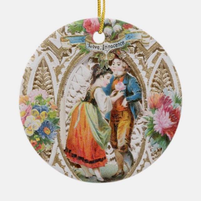 Love, Innocence, Valentine card, c.1870 (colour li Ceramic Ornament (Front)