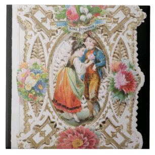Love, Innocence, Valentine card, c.1870 (colour li Tile