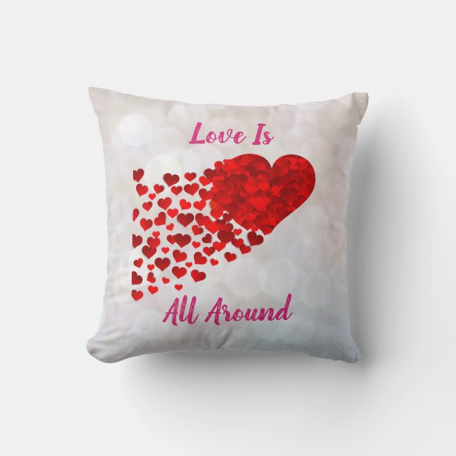 Love Inspirational Red Hearts Cute Valentines Day Throw Pillow (Front)