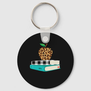 Love Inspire Leopard Print Apple Teacher Funny Gif Keychain