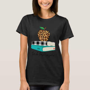 Love Inspire Leopard Print Apple Teacher Funny Gif T-Shirt