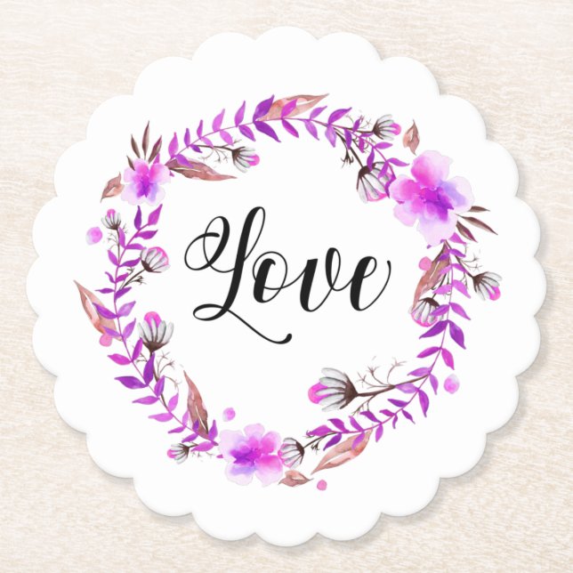 *~* LOVE INTENTION EMOTO Floral Wreath Coaster (Front)
