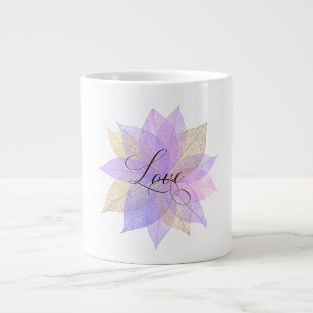 *~* LOVE INTENTION EMOTO Pastel Leaves Magical Large Coffee Mug (Front)