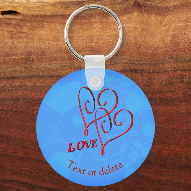 Love Intertwined Red Hearts Personalized Keychain (Front)