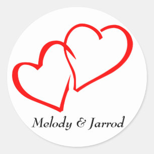 Love Intertwined Red Hearts Personalized Sticker