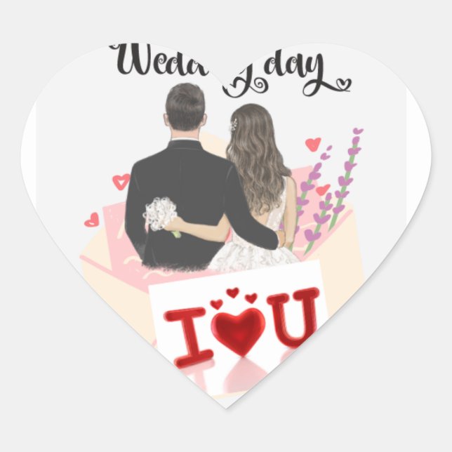 "Love Invitation. Heart Sticker (Front)