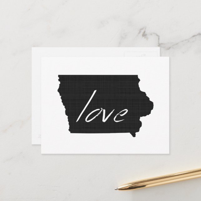 Love Iowa Shaped Hawkeye Black Chalkboard Iowan Postcard (Front/Back In Situ)