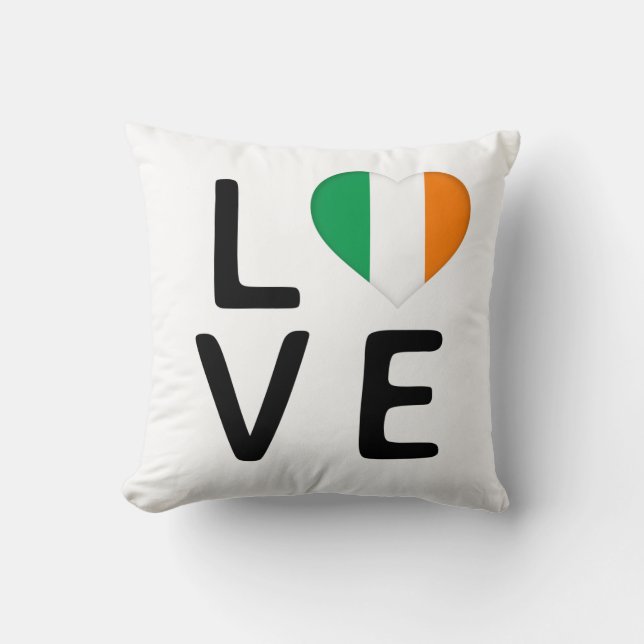 Love - Ireland Flag Throw Pillow (Front)