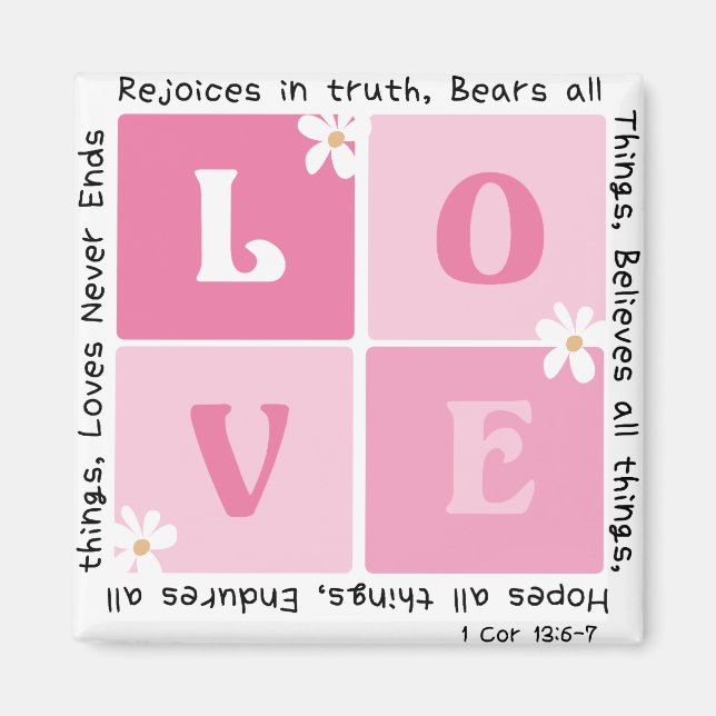 Love Is... 1 Cor 13:6-7 Magnet (Front)
