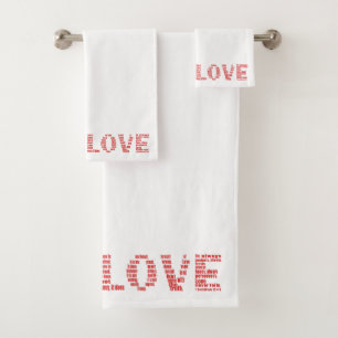 Love is... 1 Corinthians 13:4-8 Bible Verse Bath Towel Set