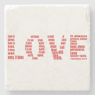 Love is... 1 Corinthians 13:4-8 Bible verse Stone Coaster