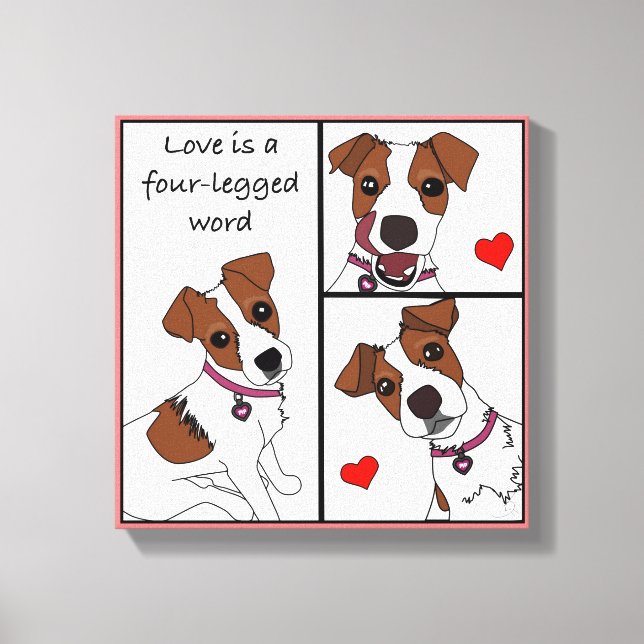 Love is a 4-legged Word, cartoon portrait canvas (Front)