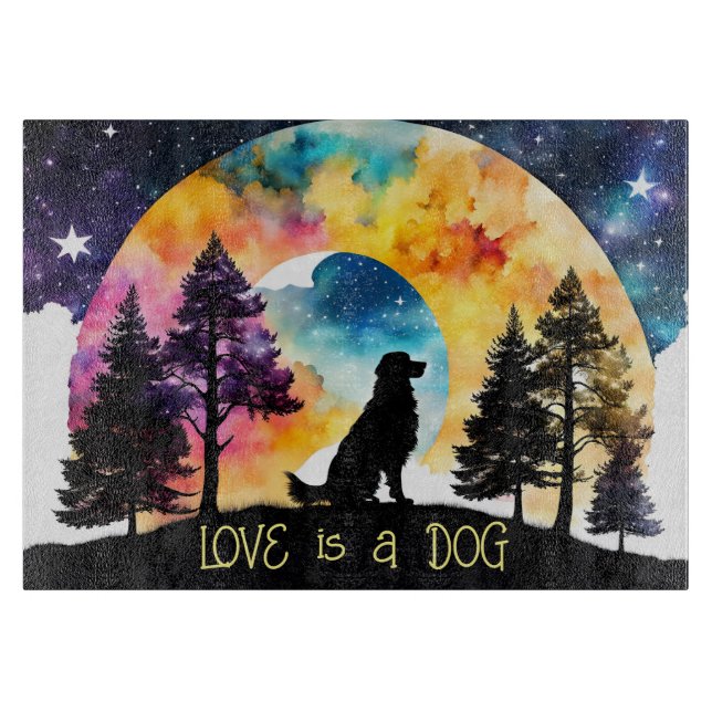 Love is a Dog waiting for you *Personalize* Cutting Board (Front)